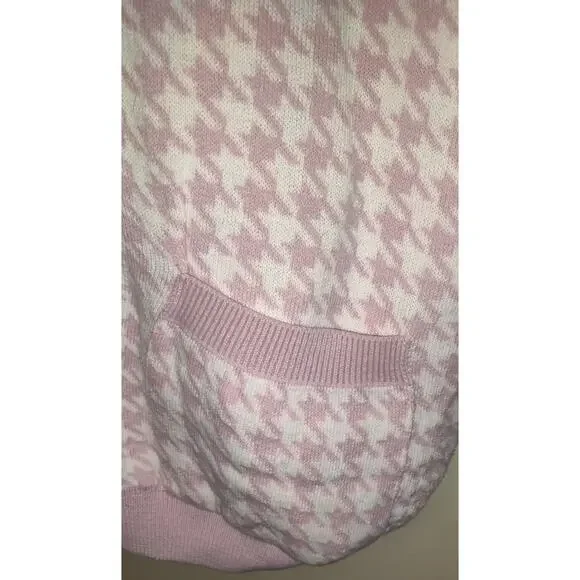 Pink & White Houndstooth Cardigan Sweater BOOHOO Geometric Plus Size 20 NWT - Picture 6 of 13